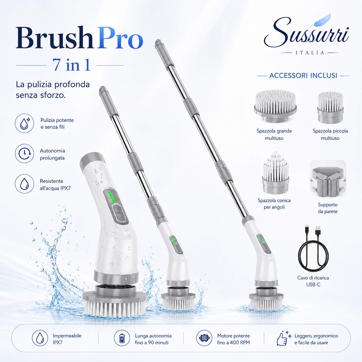 Sussurri BrushPro™ - Spazzola elettrica 7 in 1