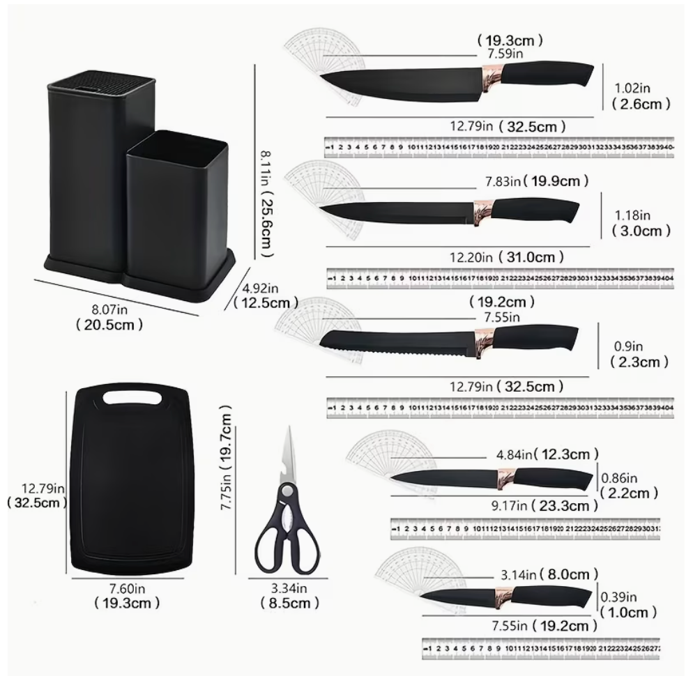 Set Premium 18 Utensili in Silicone & Acacia+ Set Coltelli Professionali