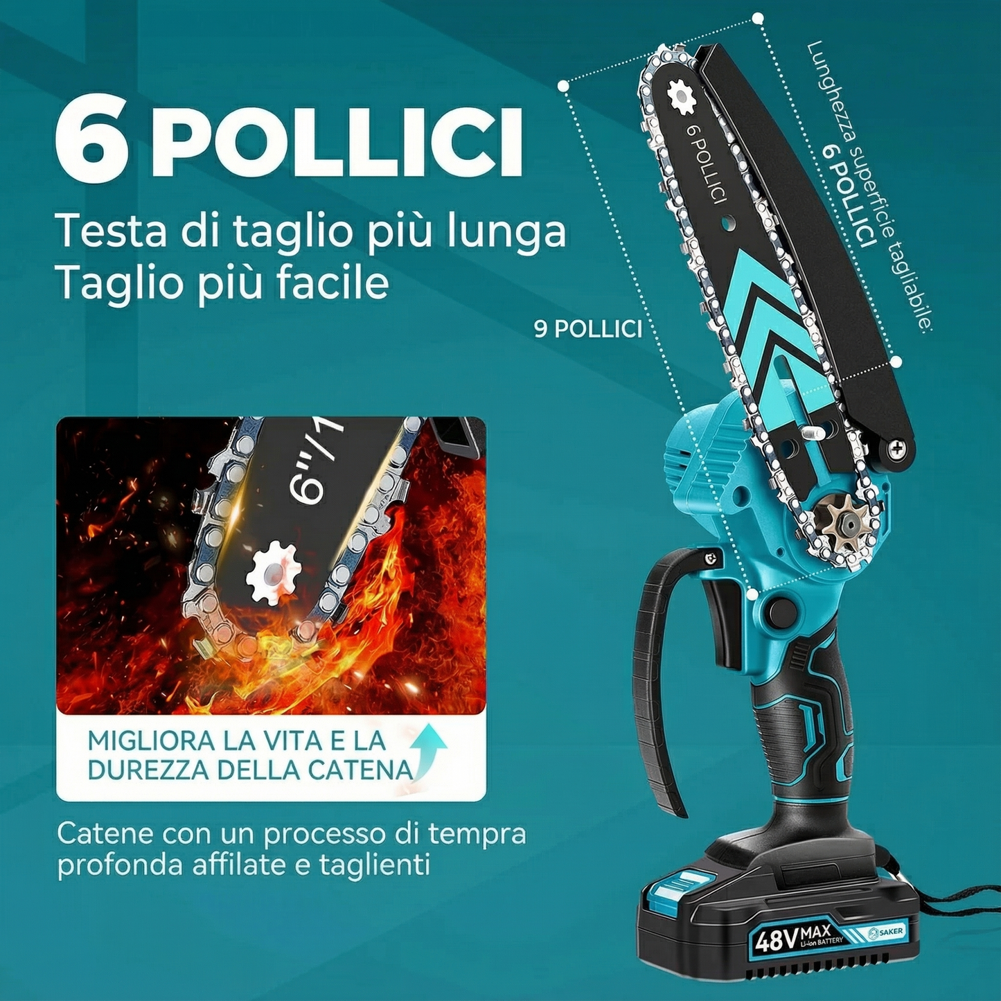 Sussurri - Motosega Elettrica® 6 Pollici - Potente e Compatta