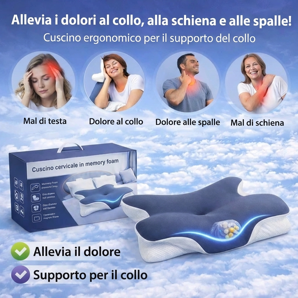 CerviCloud™ - Cuscino Ortopedico Ergonomico Memory Foam